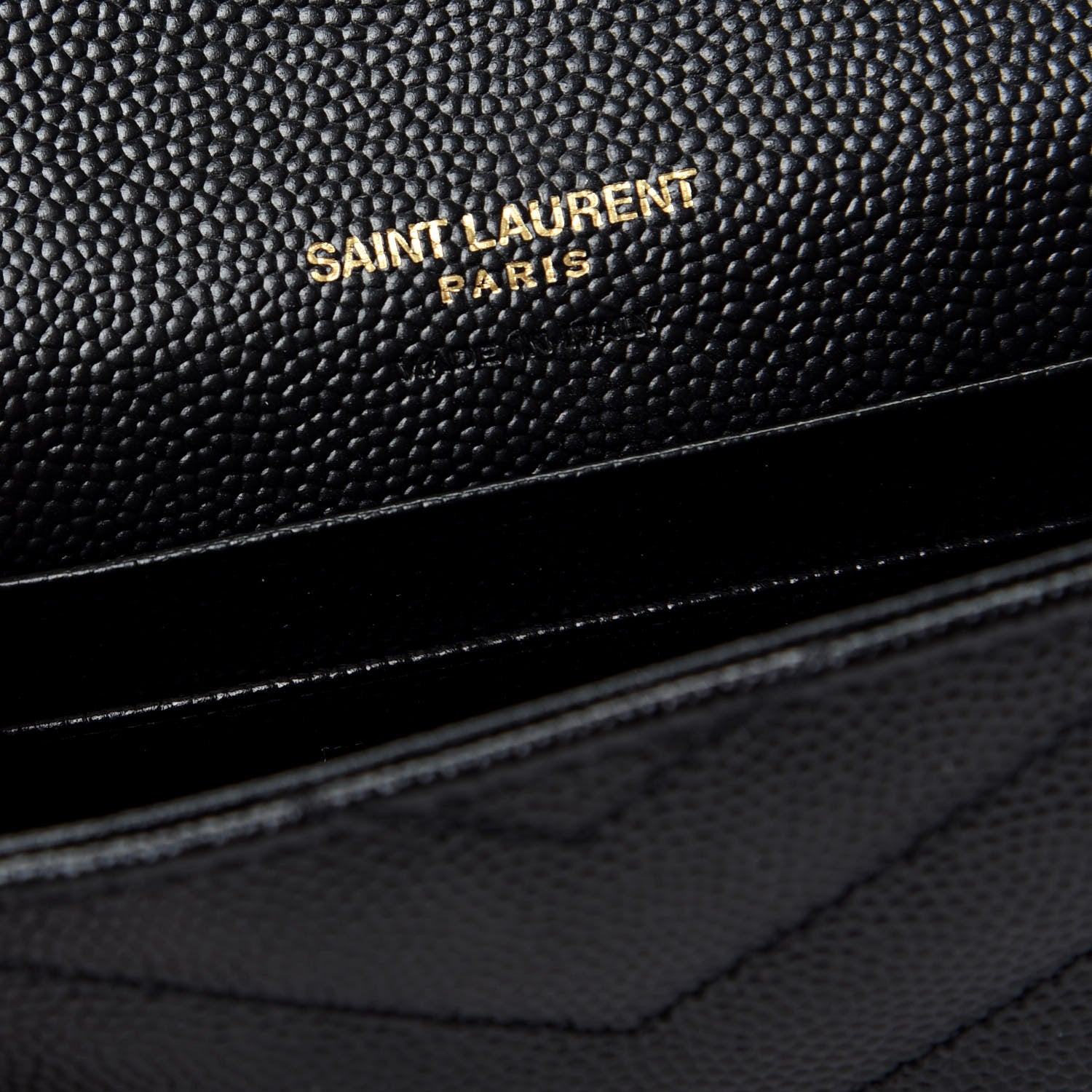 Saint Laurent Grain De Poudre Matelasse Chevron Small Monogram Envelope Wallet Black 6 of 8