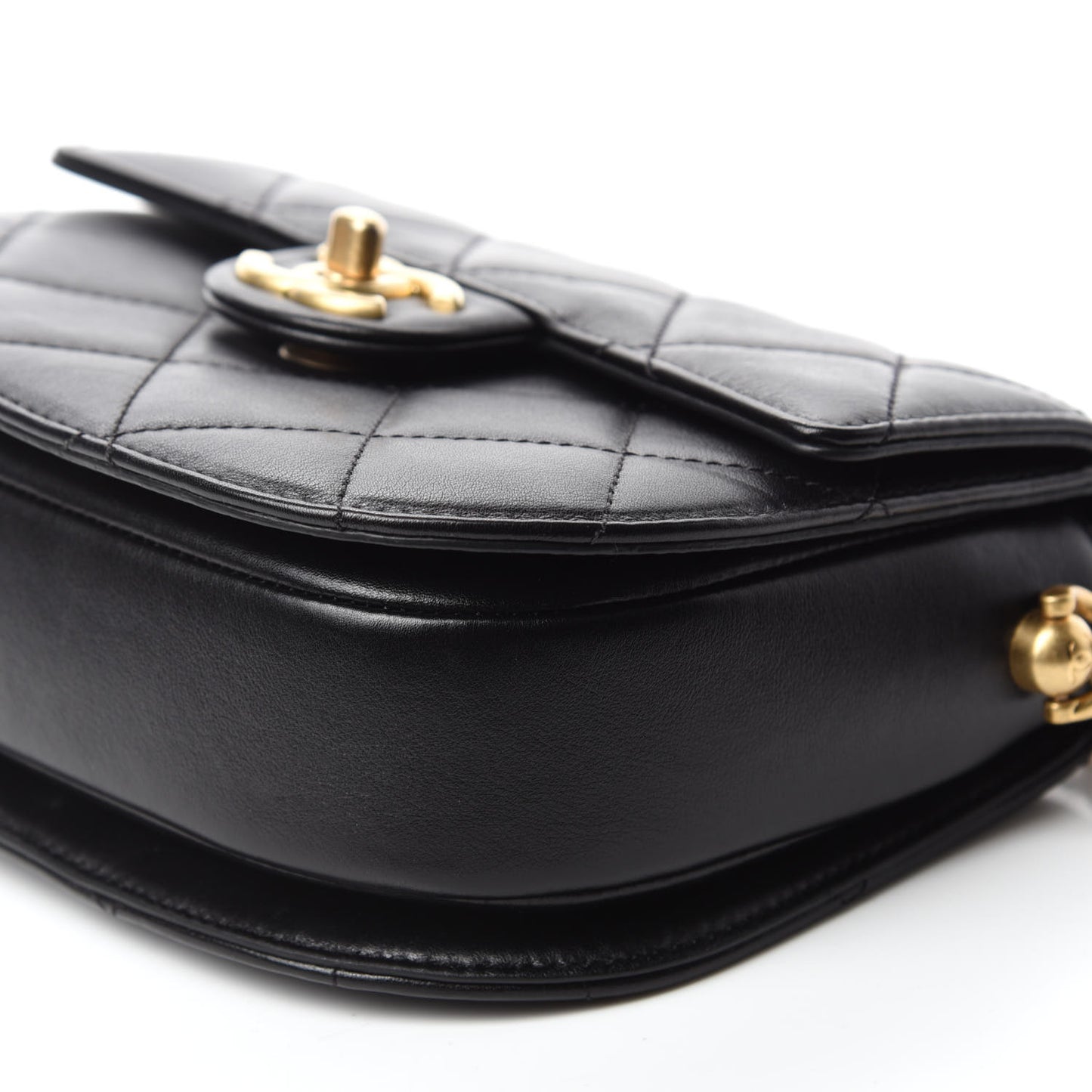Calfskin Quilted Moon Messenger Black