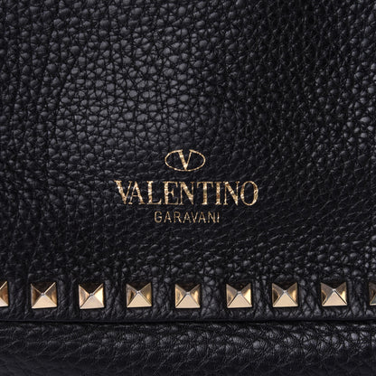 Valentino Garavani Pebbled Calfskin Medium Rockstud Tote Black 17 of 20
