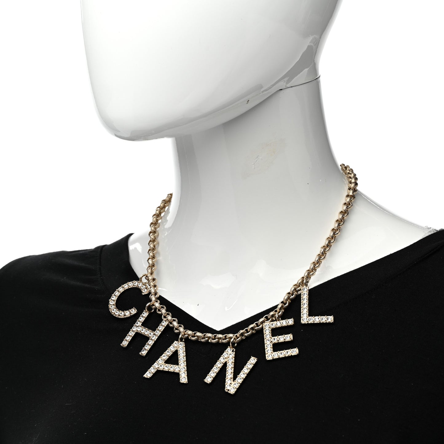 Crystal City of Lights Letter Chain Necklace Gold