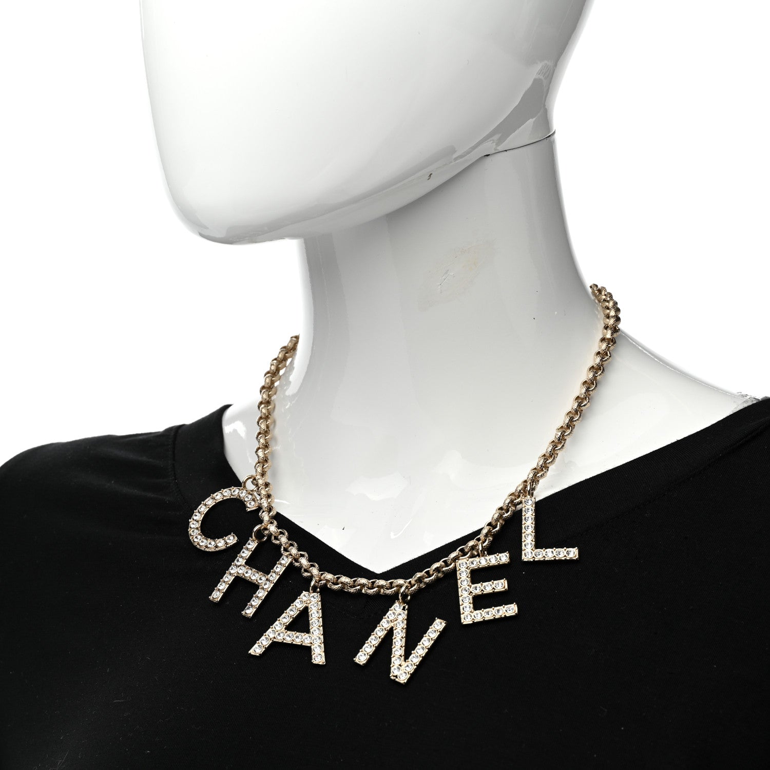 Chanel Crystal City of Lights Letter Chain Necklace Gold 2 of 6