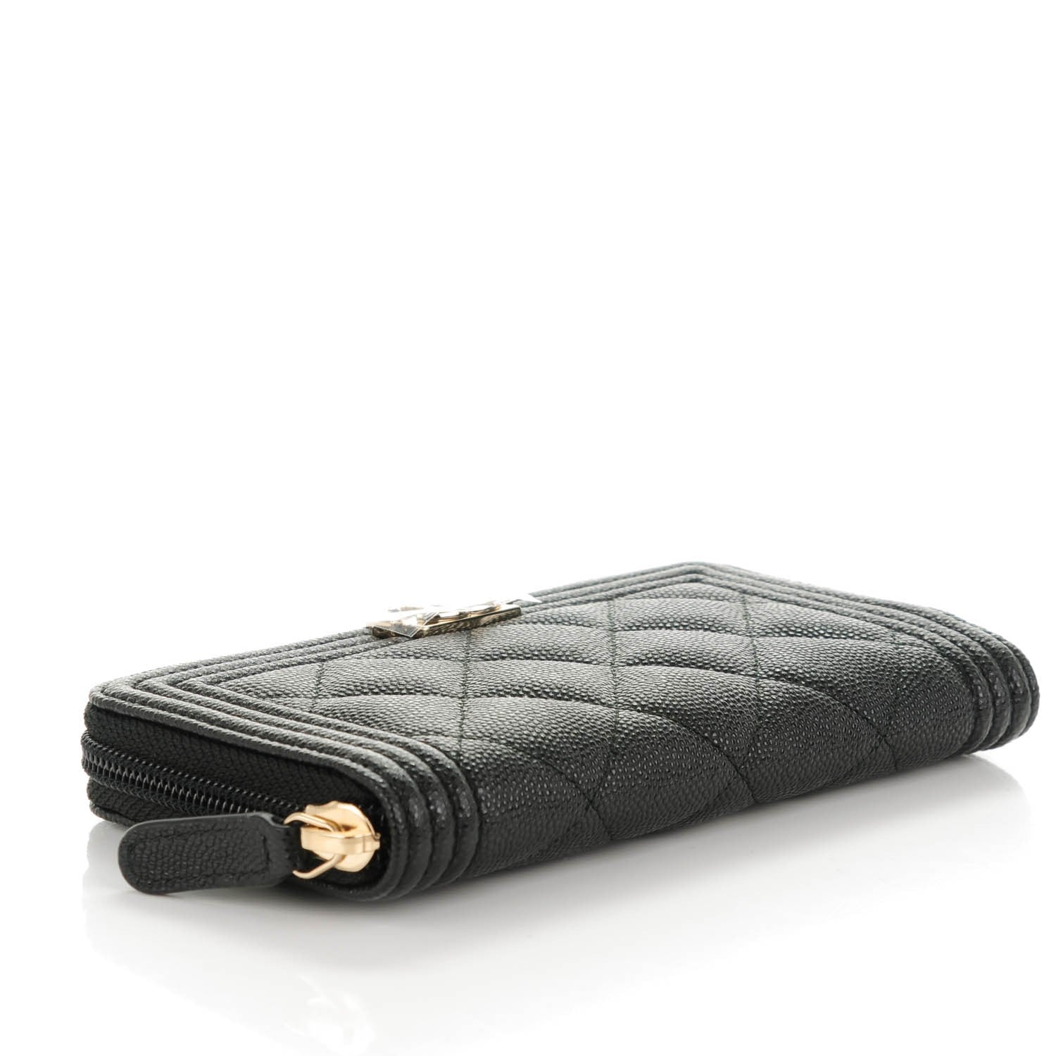 Chanel Caviar Quilted Boy Small Zip Around Wallet Black 4 of 6
