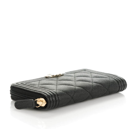 Chanel Caviar Quilted Boy Small Zip Around Wallet Black 4 of 6