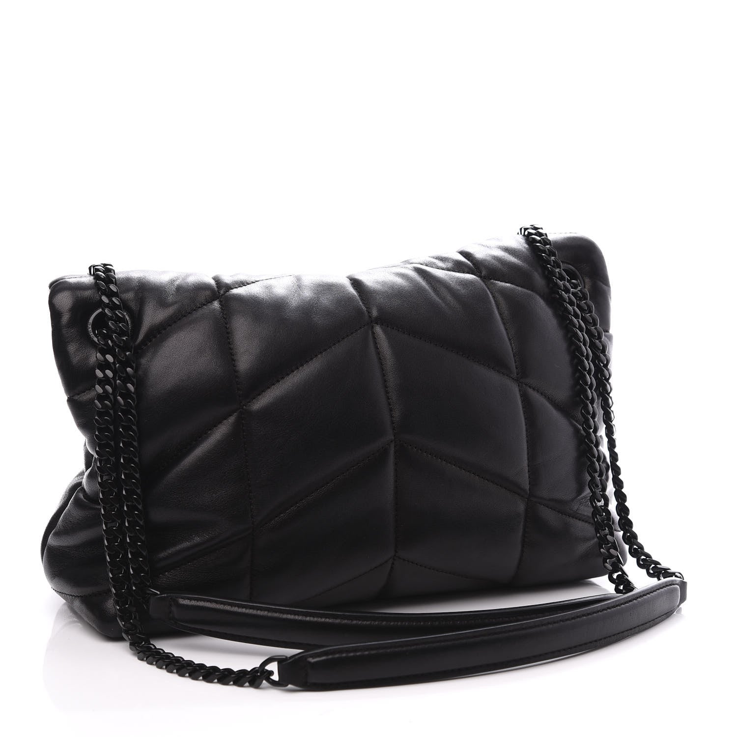 Saint Laurent Lambskin Quilted Small Loulou Puffer Monogram Chain Satchel Black 2 of 10
