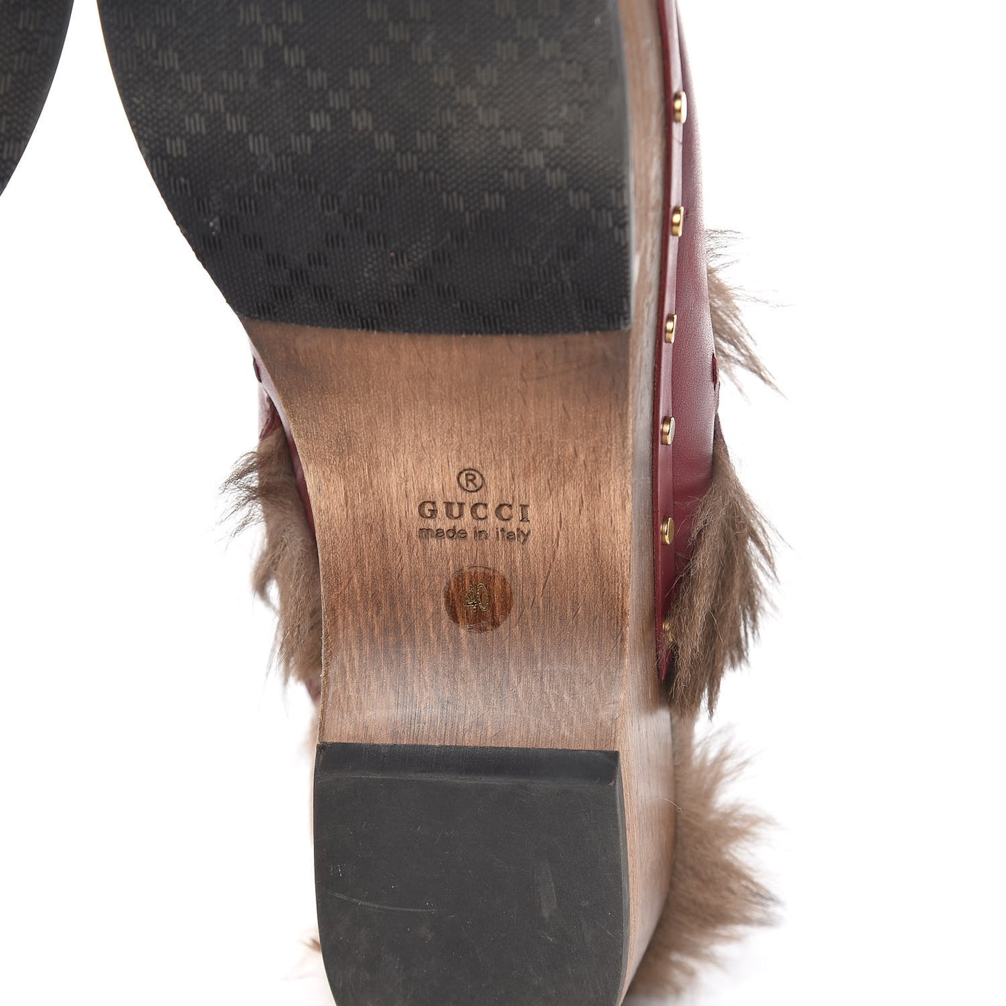 Calfskin Fur Horsebit Amstel Slingback Clogs 40 Rosso Naturale