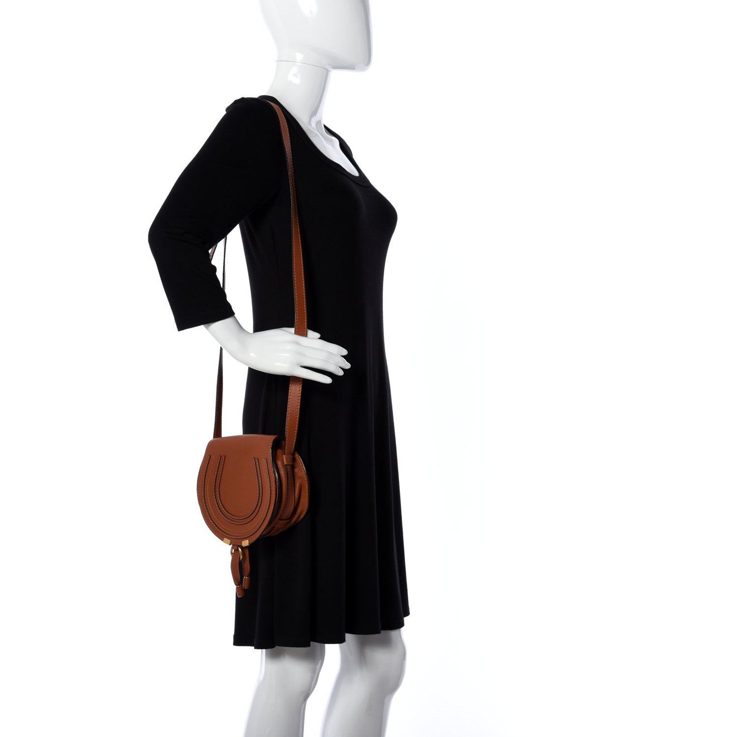 Chloe Calfskin Mini Marcie Round Crossbody Bag Tan 2 of 9