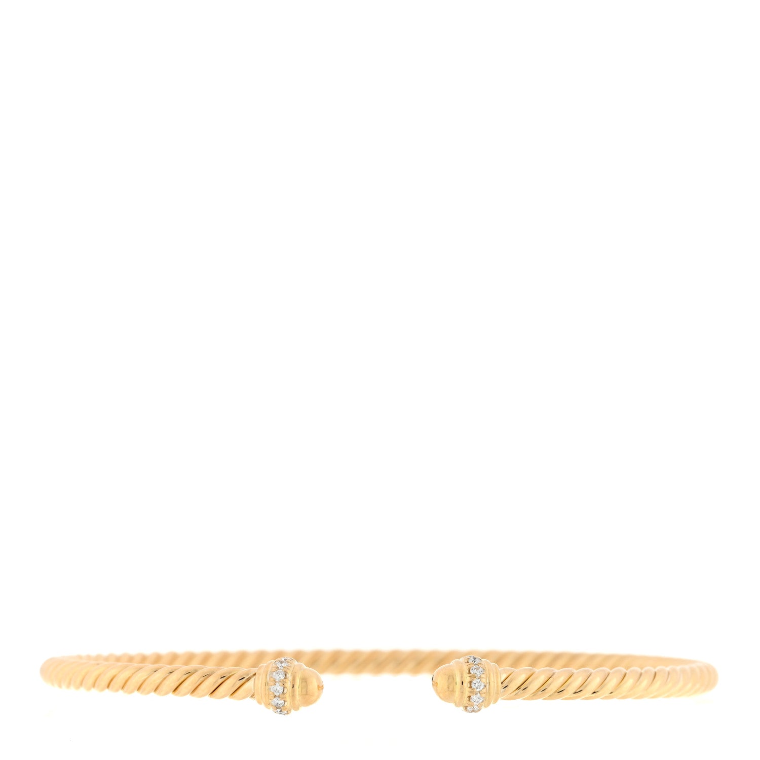 David Yurman 18K Yellow Gold Diamond 3mm Cablespira Bracelet 1 of 4