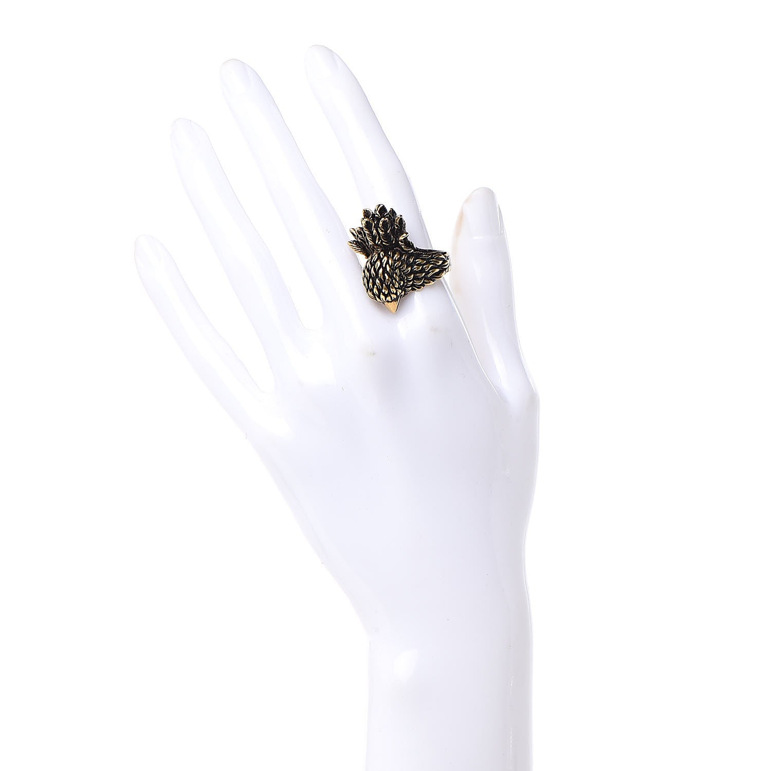 Gucci Metal Eagle Ring 7.5 Aged Gold 2 of 6