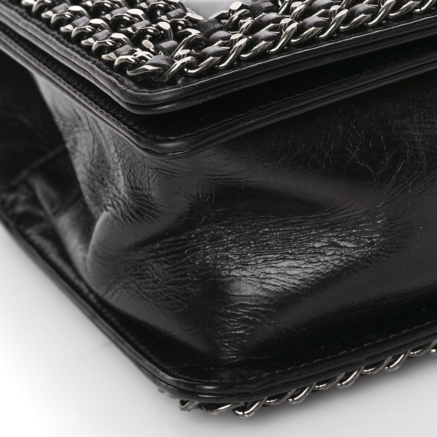 Chanel Glazed Calfskin Quilted Medium Boy Chained Flap Black 10 of 11