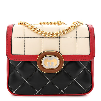 Gucci Calfskin Quilted Mini Deco Shoulder Bag Mystic White Red Black 1 of 11