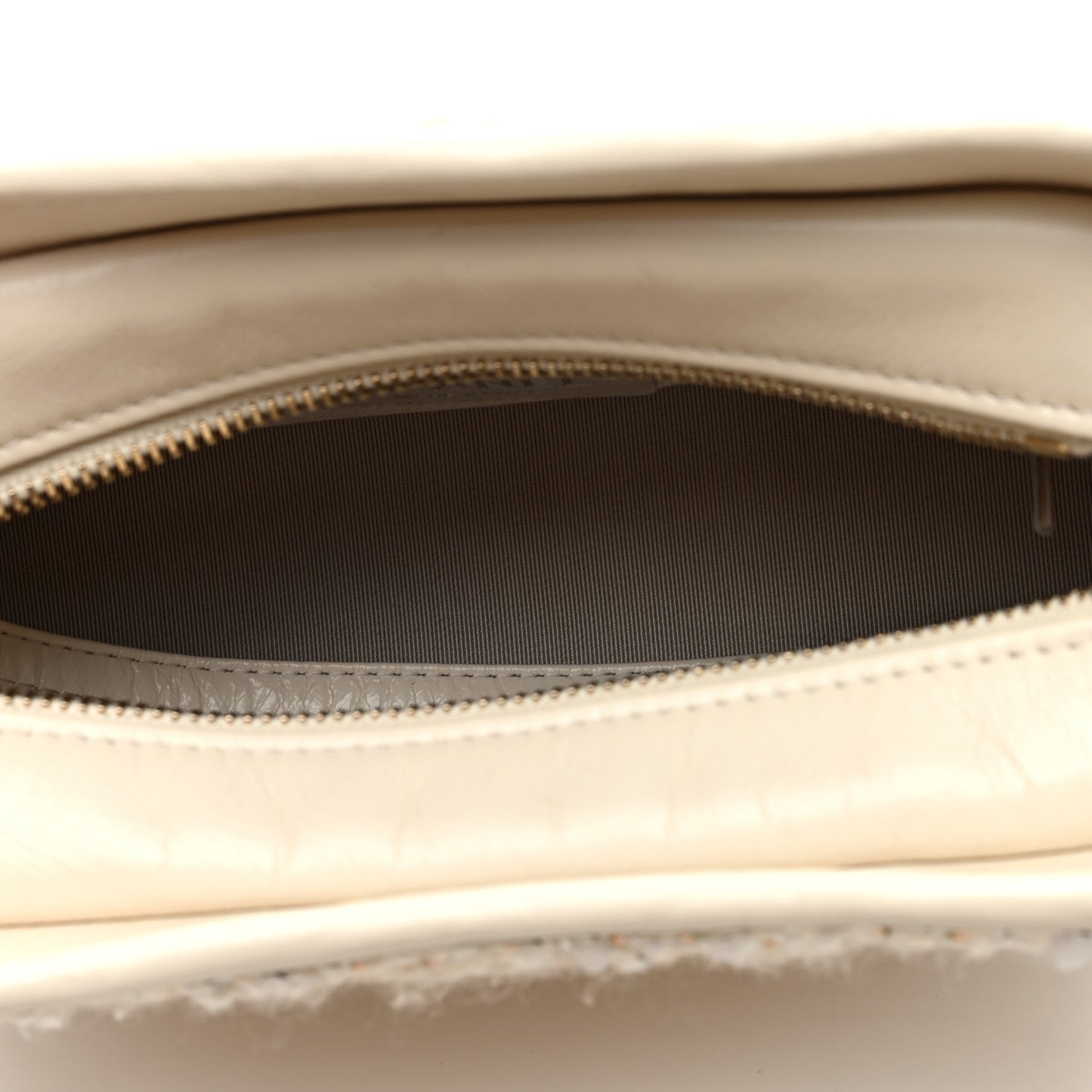 Tweed Calfskin Quilted Small Gabrielle Hobo Beige Ivory