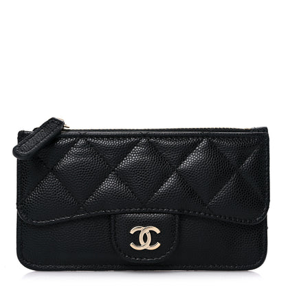 Chanel Caviar Quilted Flap Zip Card Holder Black 1 of 8
