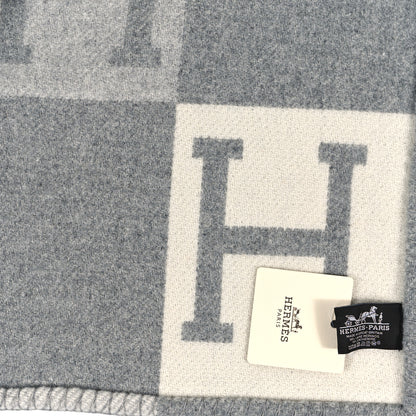 Hermes Wool Cashmere Avalon III Blanket Ecru Gris Clair 3 of 3