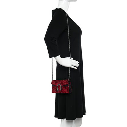 Gucci Velvet GG Monogram Super Mini Dionysus Shoulder Bag Red Cipria Black 2 of 12