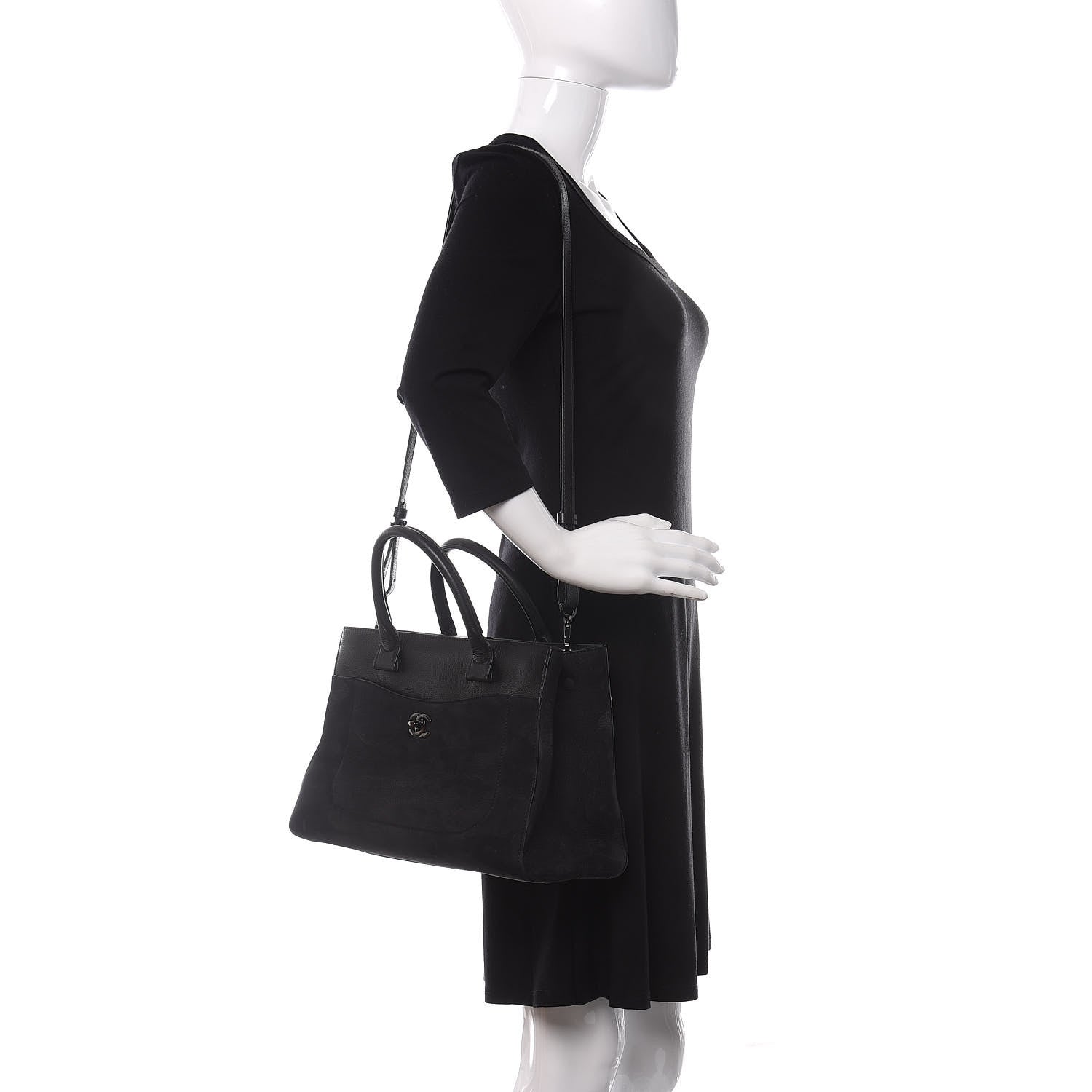Chanel Grained Calfskin Suede Small Neo Executive Shopper Tote Black 3 of 17