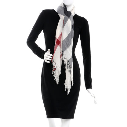 Burberry Merino Wool House Check Scarf Ivory 2 of 6