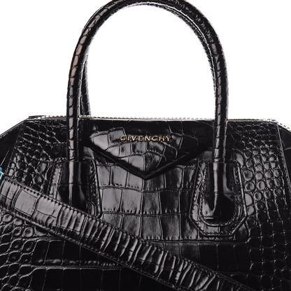 Givenchy Calfskin Crocodile Embossed Small Antigona Black 10 of 10