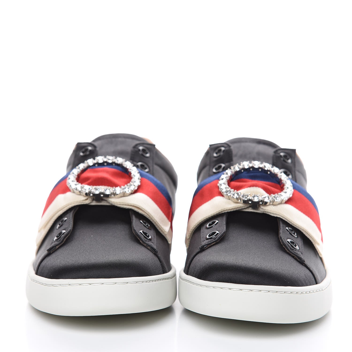 Gucci Canvas Crystal Sylvie Web Womens Ace Sneakers 40 Black 2 of 10