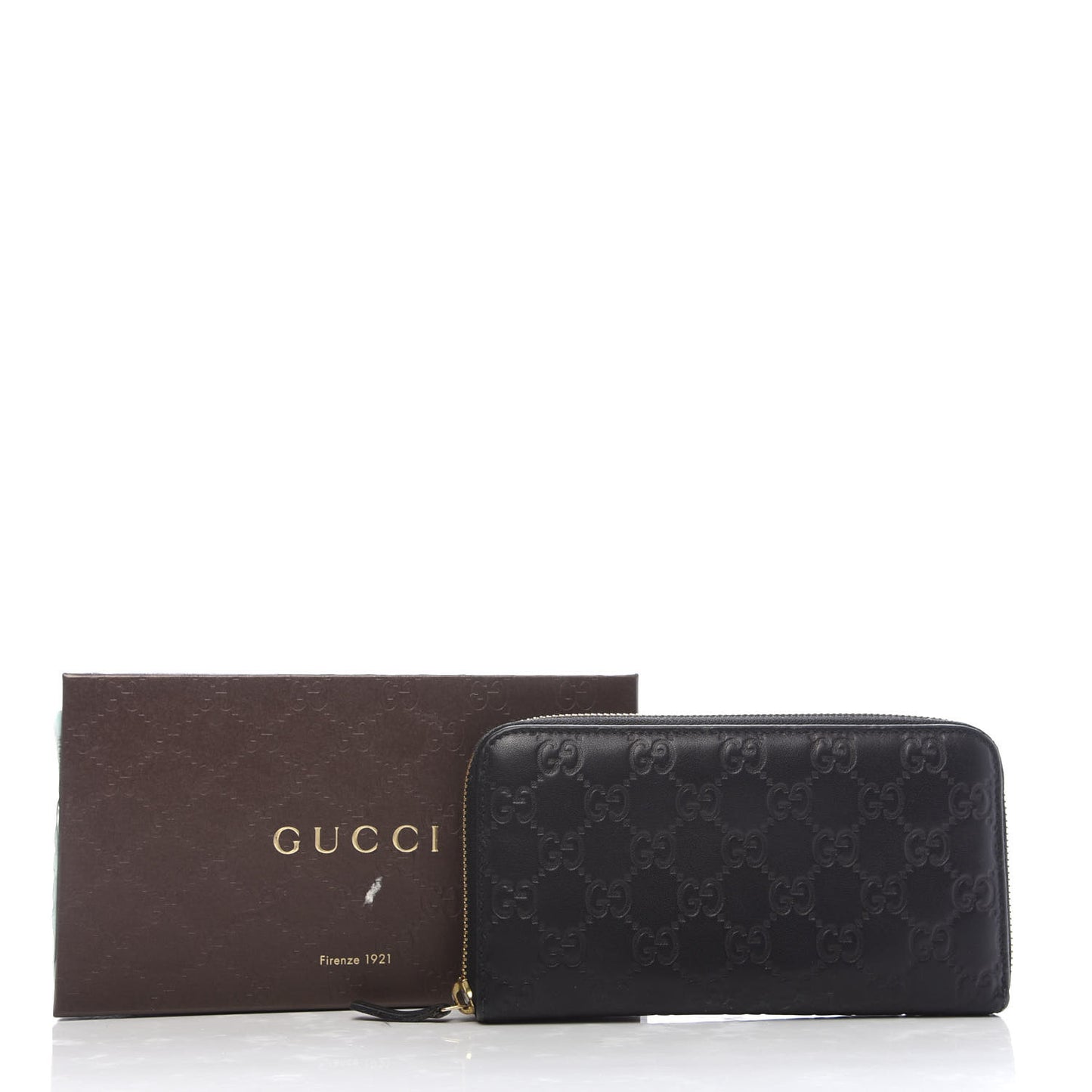 Guccissima Vitello Tender Zip Around Wallet Black
