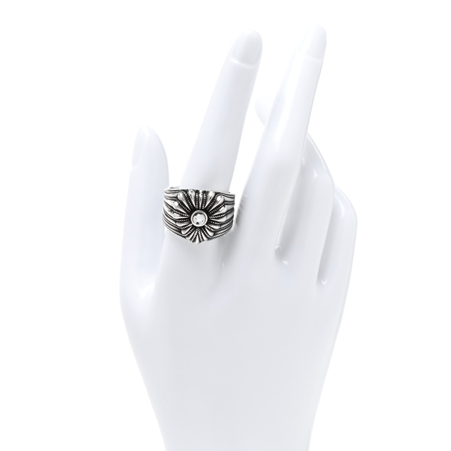 Gucci Sterling Silver Resin Heart Ring 62 10 Black 2 of 4