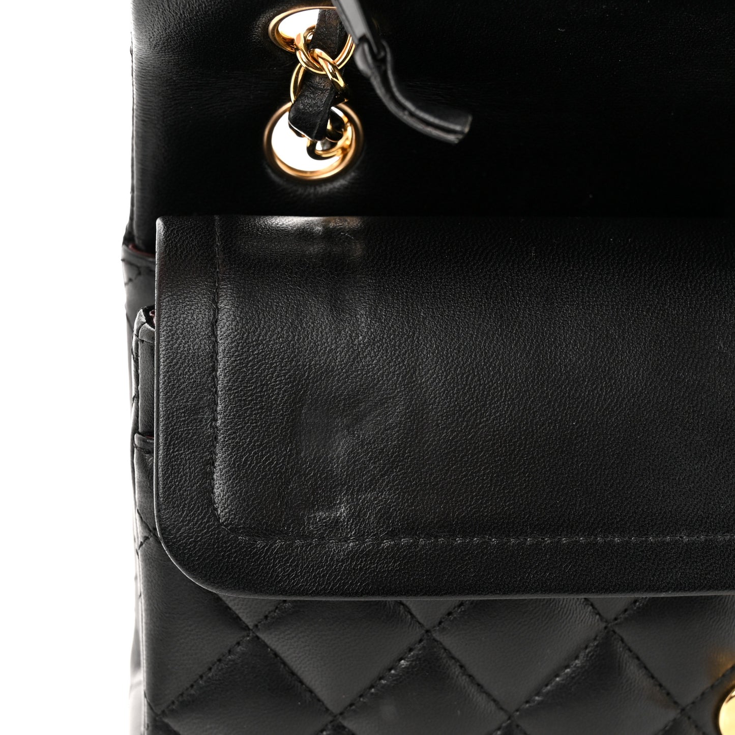 Lambskin Quilted Small Double Flap Black