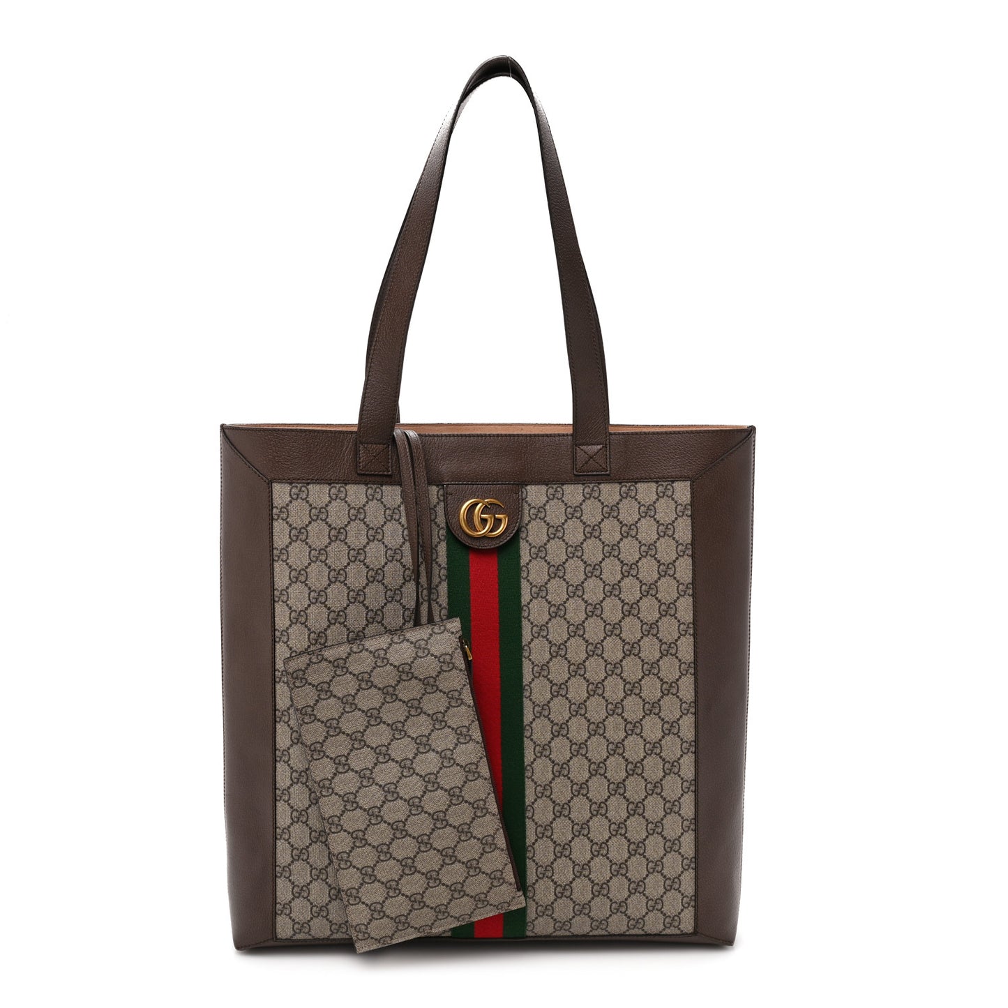 GG Supreme Monogram Web Large Ophidia Vertical Shopping Tote Brown