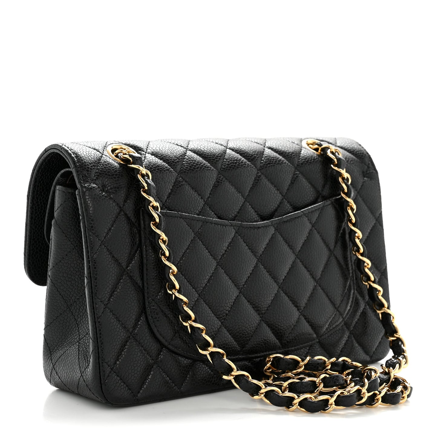 Caviar Quilted Small Double Flap Black