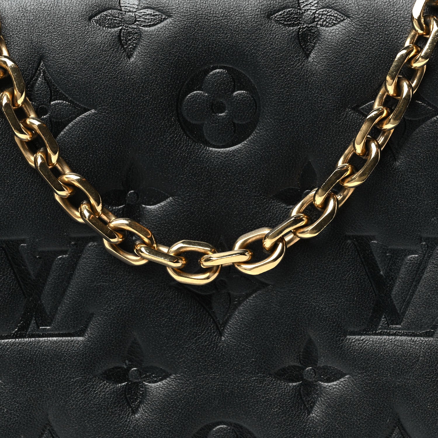 Louis Vuitton Lambskin Embossed Monogram Pochette Coussin Black 8 of 10