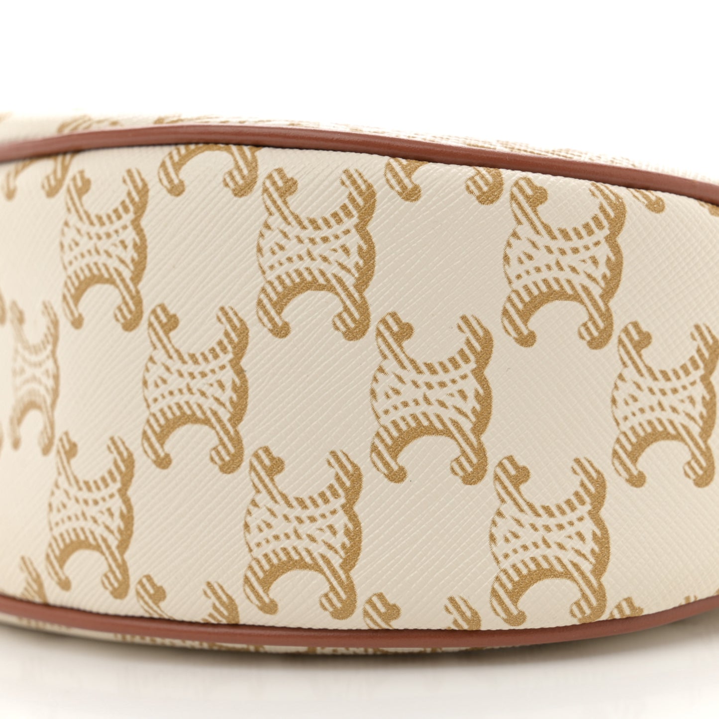 Canvas Calfskin Ava Triomphe Shoulder Bag White