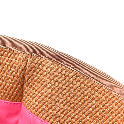 Chanel Straw Raffia Calfskin Striped Medium Deauville Tote Dark Beige Fuchsia Navy Blue 10 of 10