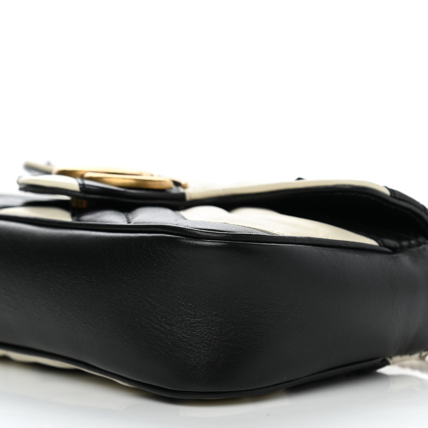 Gucci Calfskin Matelasse Super Mini GG Marmont Shoulder Bag Black White 9 of 10