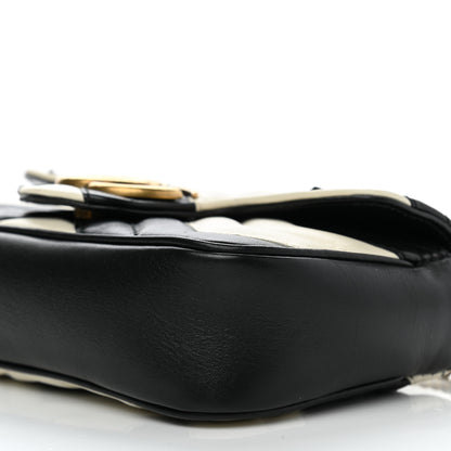 Gucci Calfskin Matelasse Super Mini GG Marmont Shoulder Bag Black White 9 of 10