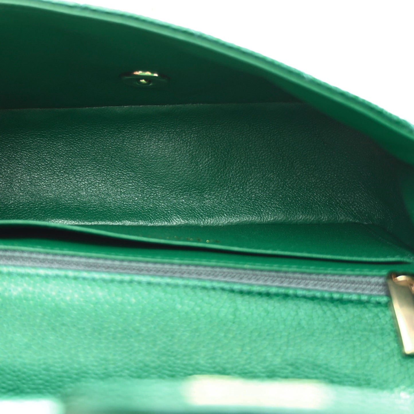 Metallic Caviar Quilted Mini Rectangular Flap Green