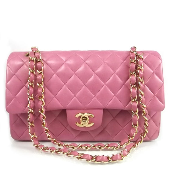 Lambskin Medium Double Flap Pink