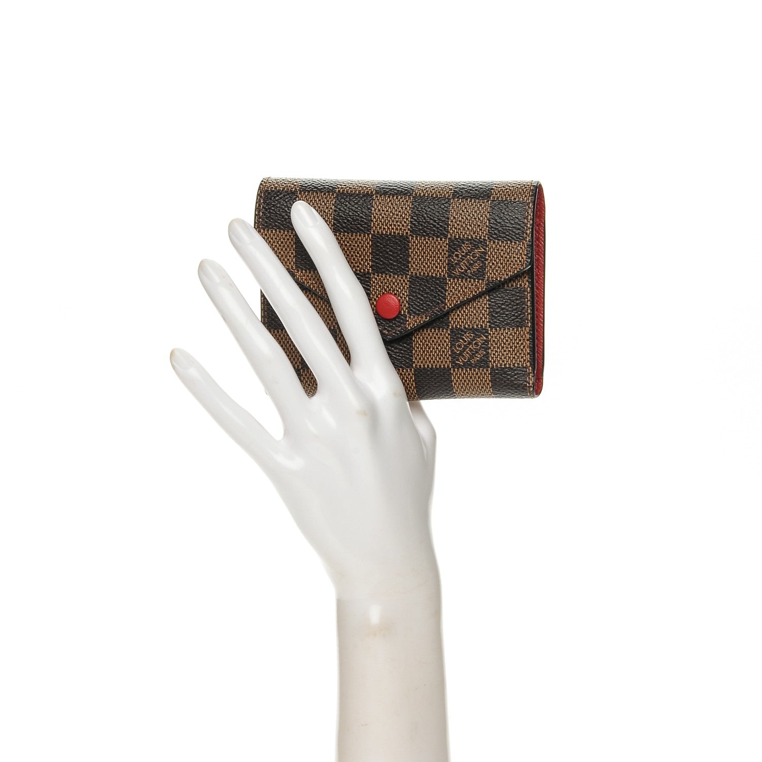 Louis Vuitton Damier Ebene Victorine Wallet Red 2 of 6