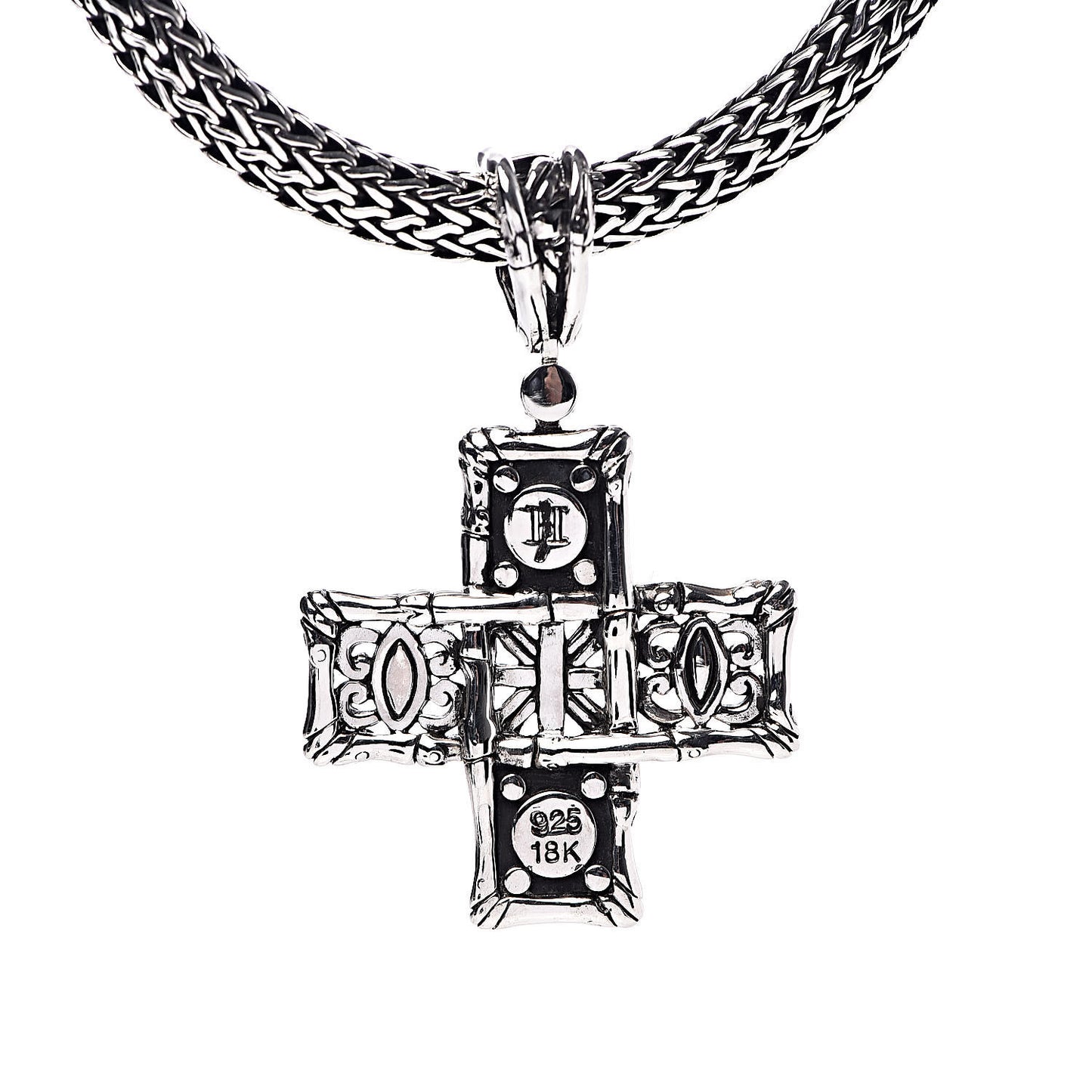 Sterling Silver 18K Yellow Gold Cross Pendant Necklace