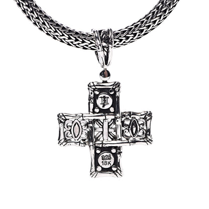John Hardy Sterling Silver 18K Yellow Gold Cross Pendant Necklace 5 of 6