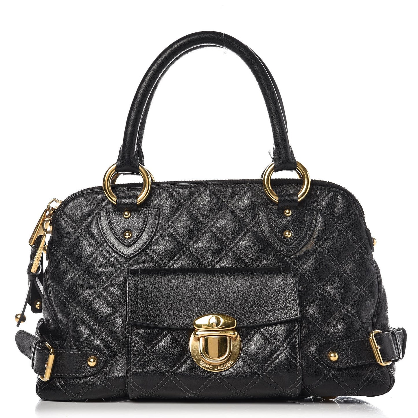 Calfskin Quilted Elise Satchel Black