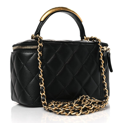 Chanel Lambskin Quilted Metal Small Top Handle Vanity Case With Chain Black 3 of 10