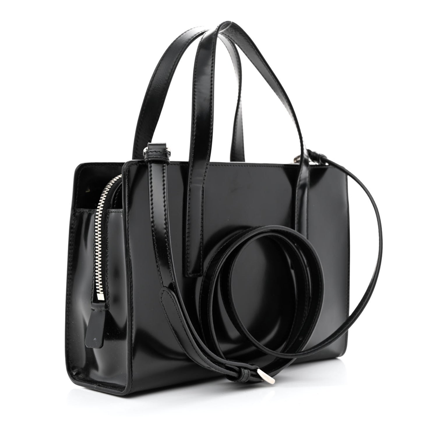 Spazzolato Mini Re-Edition 1995 Double Handle Handbag Black
