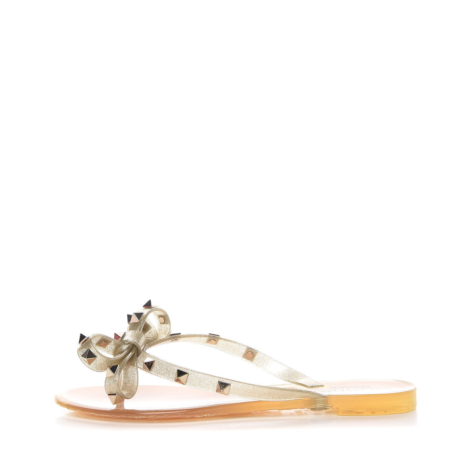 PVC Jelly Glitter Rockstud Bow Thong Sandals 35 Oro