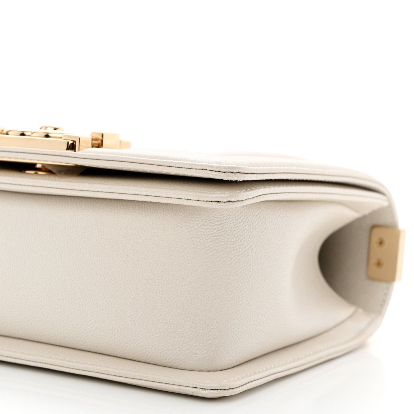 Iridescent Caviar Mini Boy Flap White