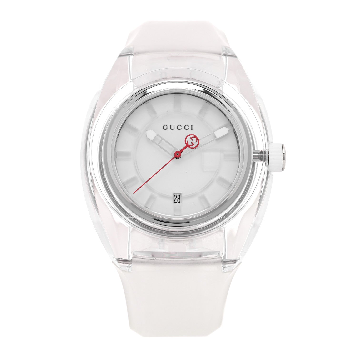 Gucci Stainless Steel Rubber 46mm Sync Web Quartz Watch White 1 of 4