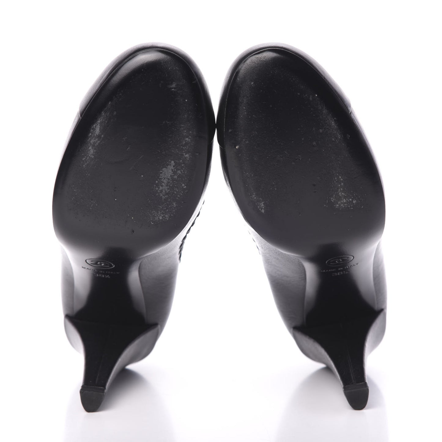 Lambskin Cap Toe Whipstitch Pumps 38.5 Black