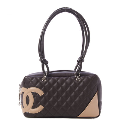 Chanel Calfskin Quilted Cambon Large Bowler Brown Beige 1 of 9