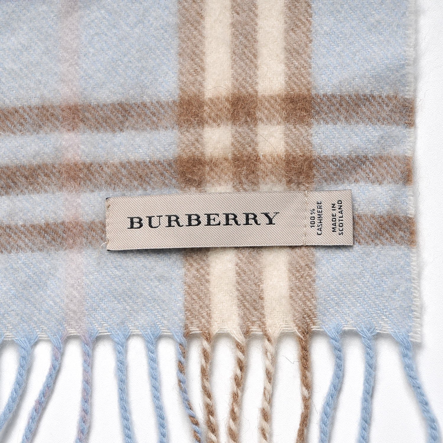 Burberry Cashmere House Check Fringe Scarf Blue 5 of 6