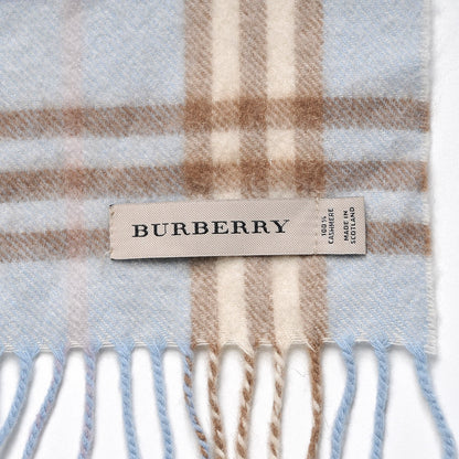 Burberry Cashmere House Check Fringe Scarf Blue 5 of 6