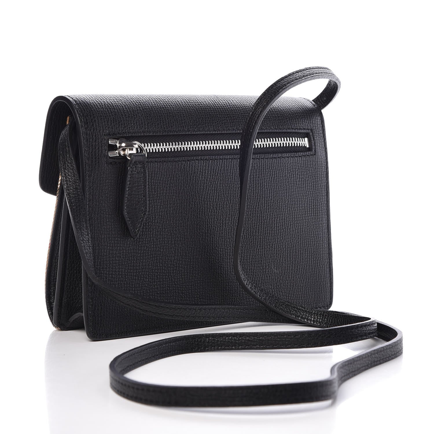 Burberry Grainy Calfskin Vintage Check Mini Macken Crossbody Bag Black 3 of 8