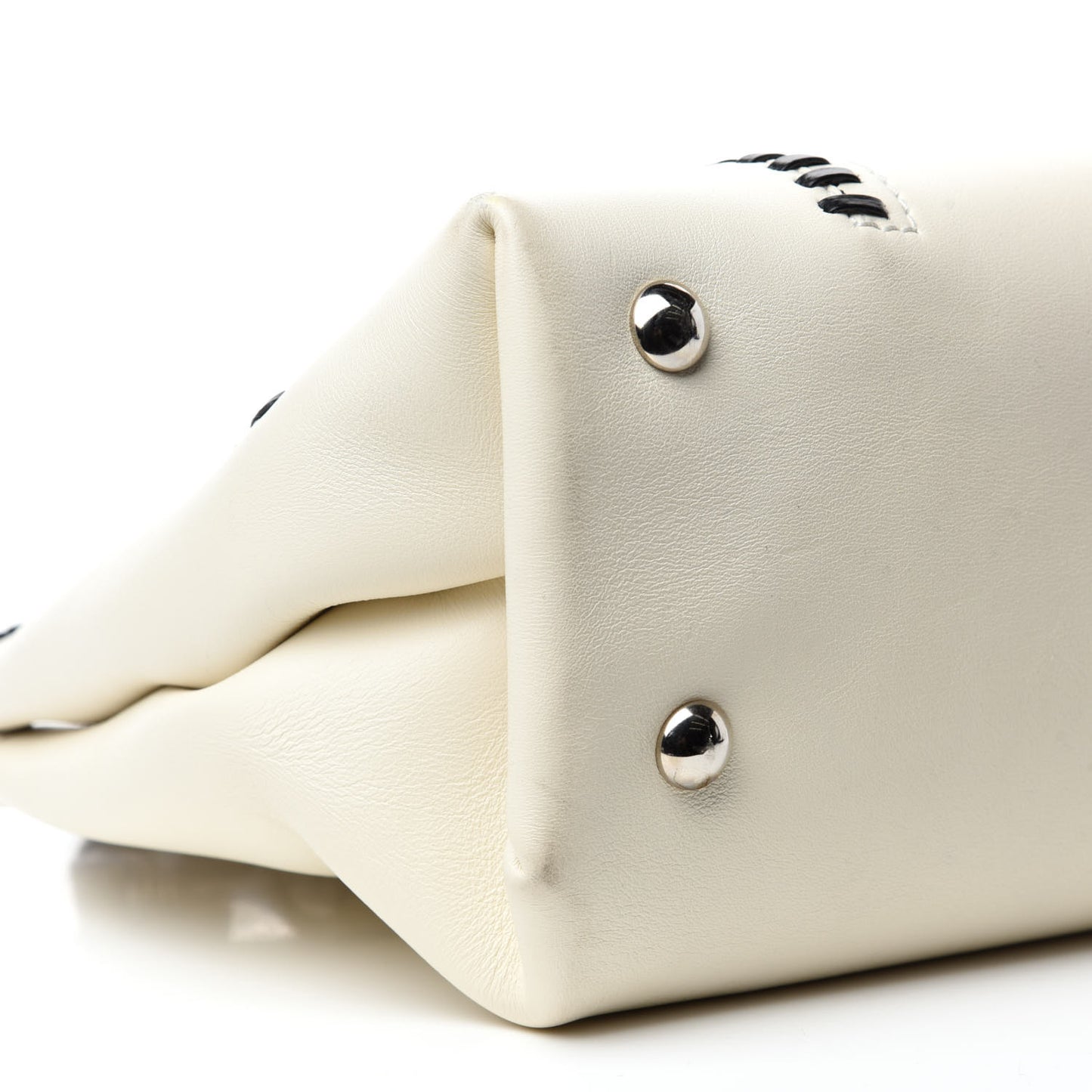 Calfskin Whipstitch Folk Tote White