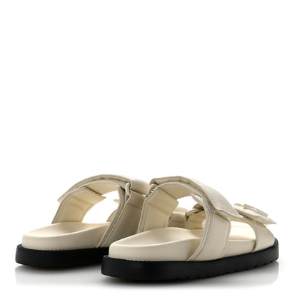 Louis Vuitton Grained Calfskin Sunset Comfort Flat Sandals  36 Light Beige 5 of 9